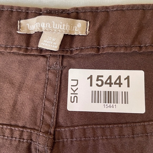 Woman Within Plus Size Brown Casual Pants 24W Cotton Blend Relaxed Fit - Picture 3 of 7